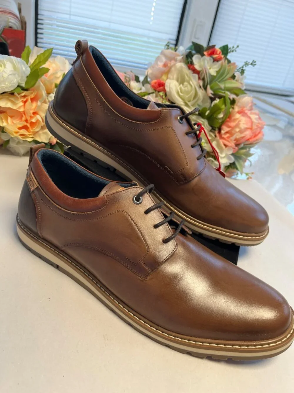 NEW Pikolinos Leather Oxford Lace Up Shoes Brown EU 46